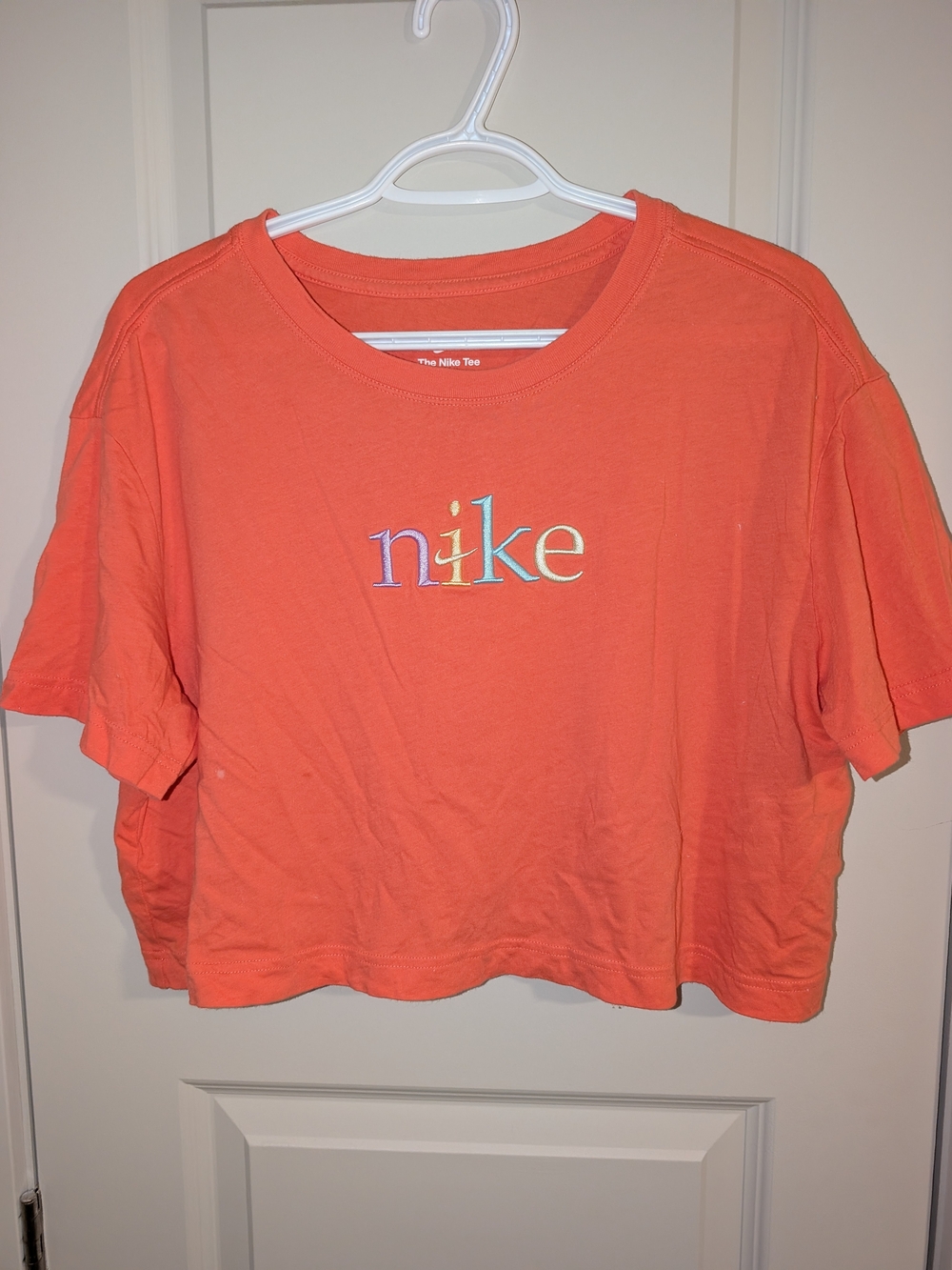 Nike Orange Cropped Logo Tee